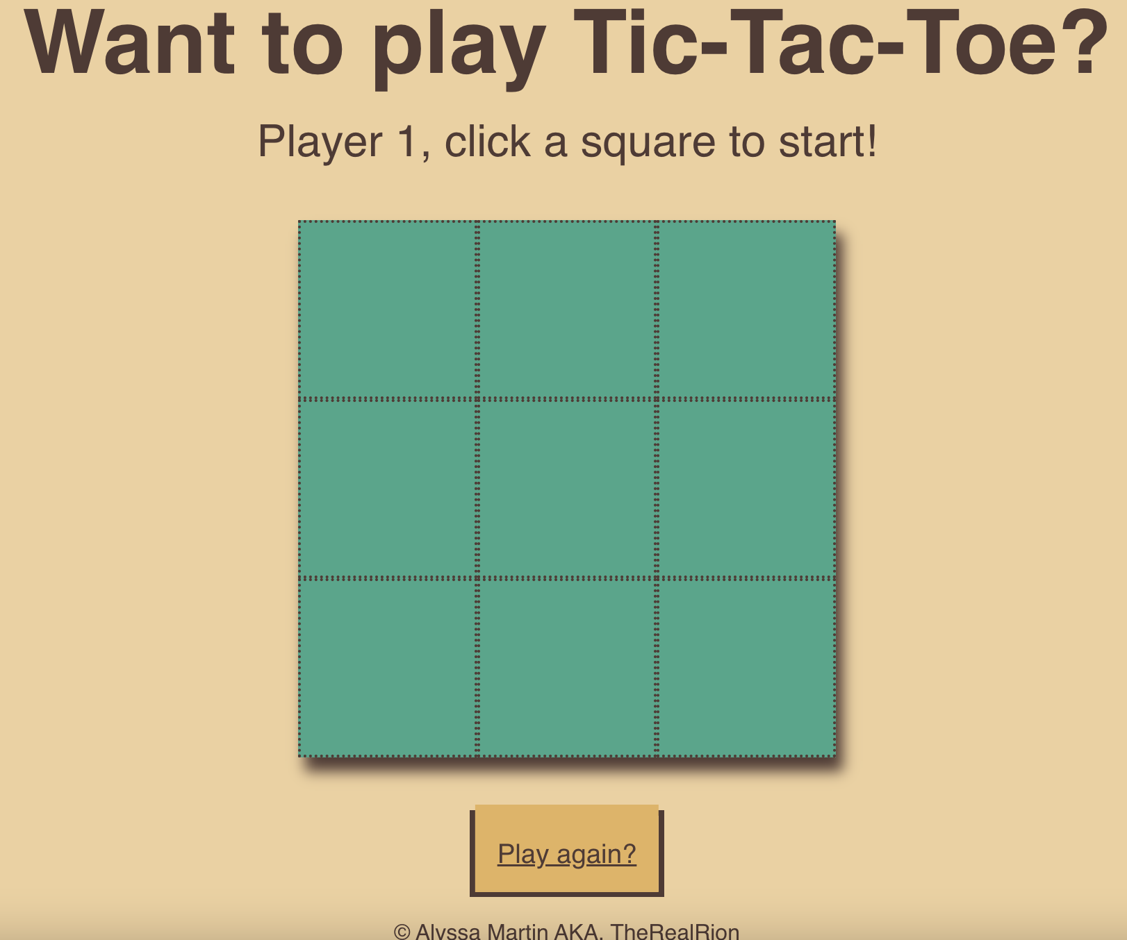 picutre of a tic tac toe game on a website